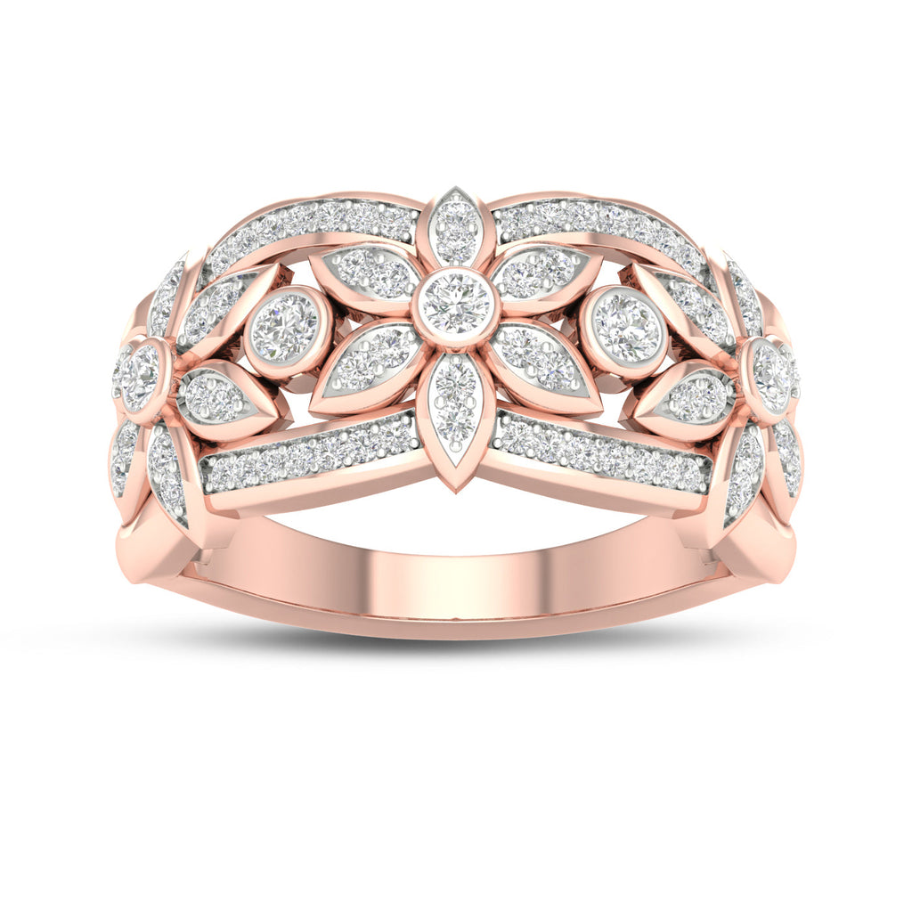 Rose gold flower on sale wedding ring