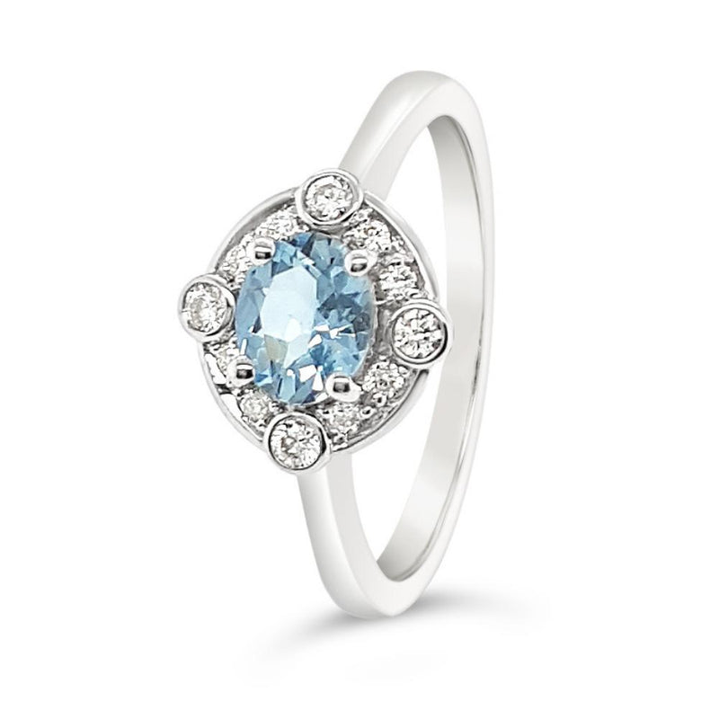 0.50ct Aquamarine & 0.16ct Diamond Dress Ring in 9ct White Gold