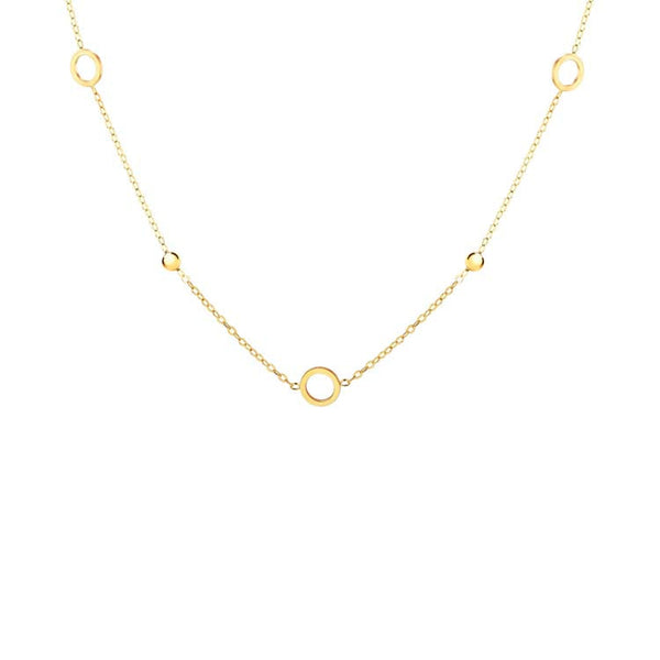 9ct Yellow Gold Circle Bead Necklace 45cm