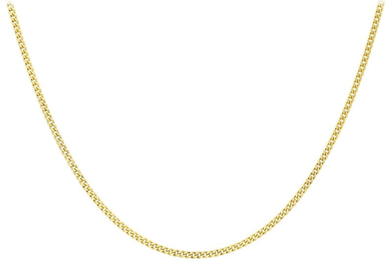 9ct Yellow Gold 30 Diamond Cut Adjustable Curb Chain 41cm-46cm