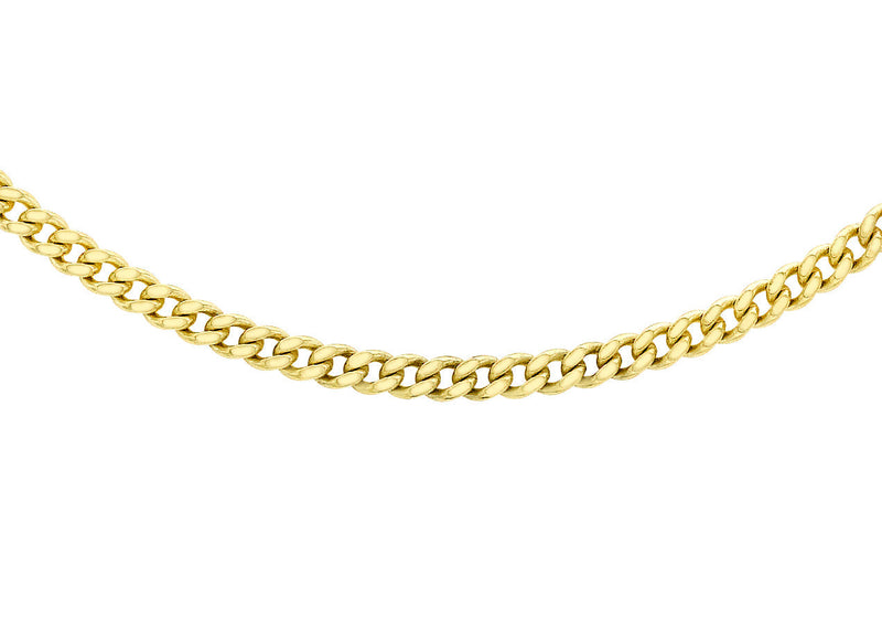 9ct Yellow Gold 30 Diamond Cut Adjustable Curb Chain 46cm-51cm