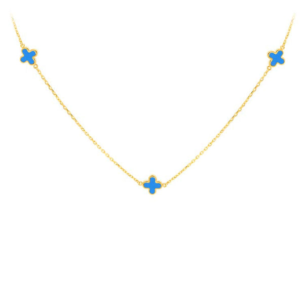 9ct Yellow Gold Turquoise Petal Necklace 41+2.5cm