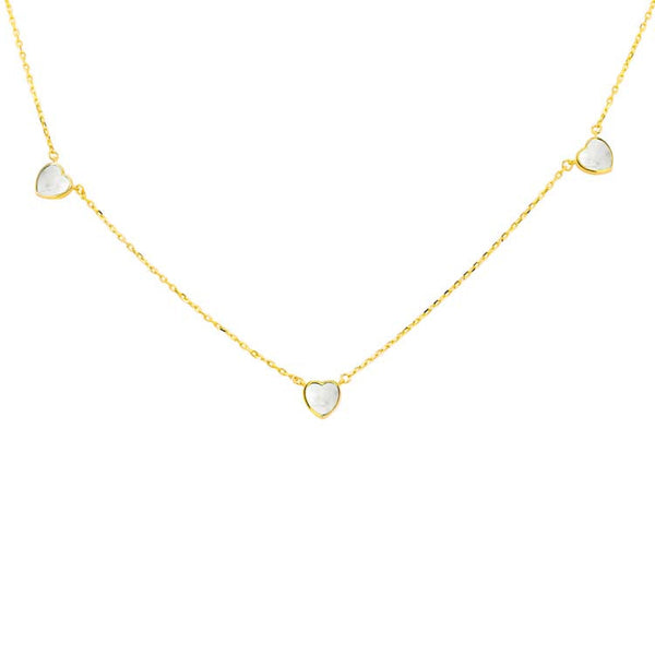 9ct Yellow Gold Mop Heart Necklace 41+2.5cm