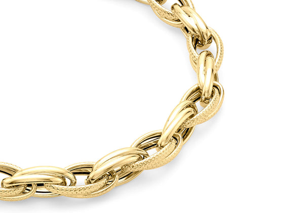 9ct Yellow Gold Chain Link Bracelet 18.5 cm