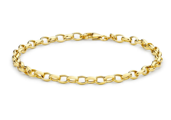 9ct Yellow Gold Oval Belcher Bracelet 19cm