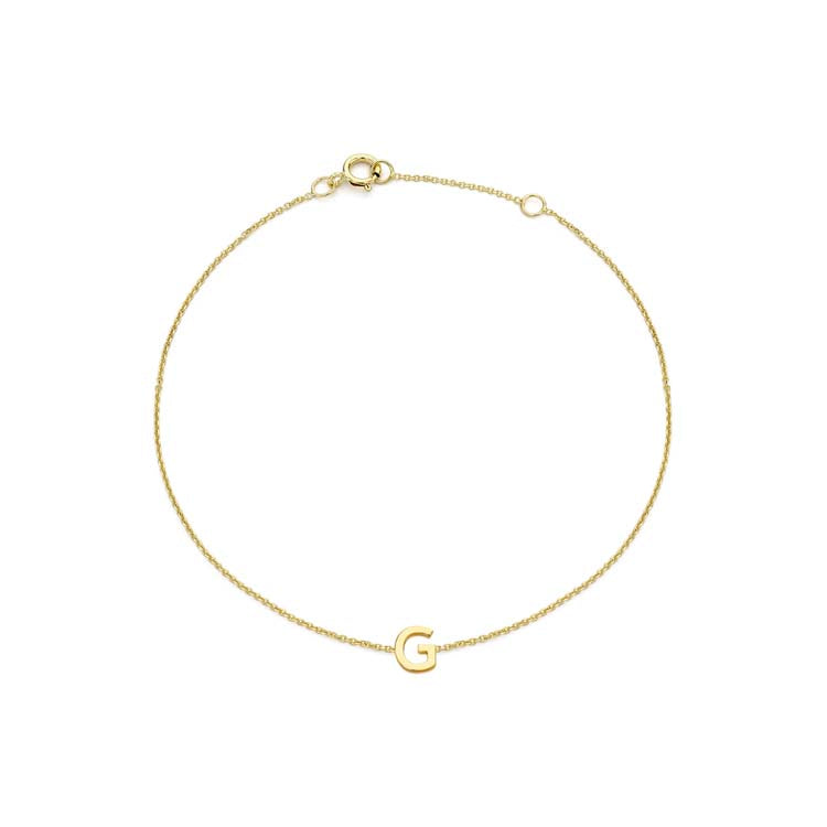 9ct Yellow Gold Mini Initial 'G' Bracelet 15.5-19cm