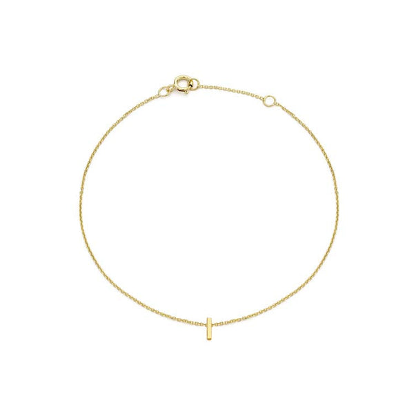 9ct Yellow Gold Mini Initial 'I' Bracelet 15.5-19cm