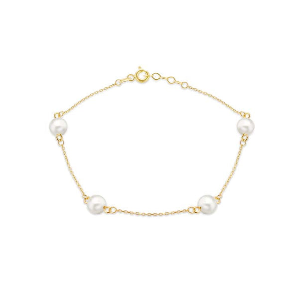 9ct Yellow Gold Freshwater Pearl Bracelet 18-19cm