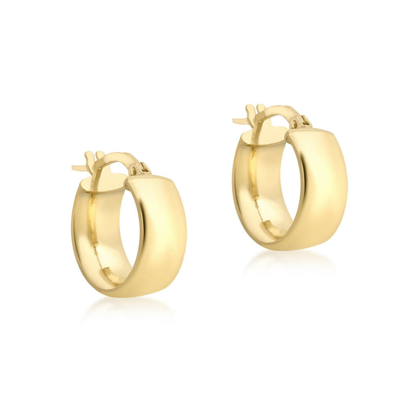 9ct Yellow Gold 6mm Band 14mm Hoop Creole Earrings