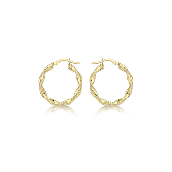 9ct Yellow Gold 22.5mm Twist Hoop Creole Earrings