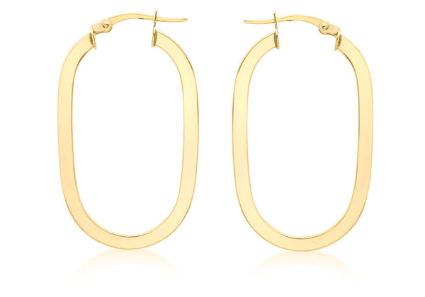 9ct Yellow Gold Flat Oval Hoops