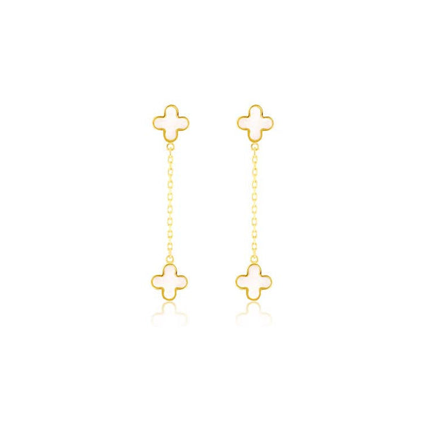 9ct Yellow Gold Mop Petal Drop Earrings