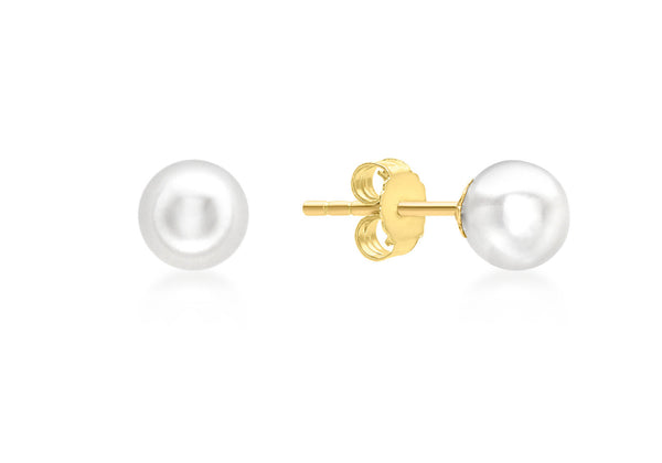 9ct Yellow Gold Pearl Stud Earrings 5mm