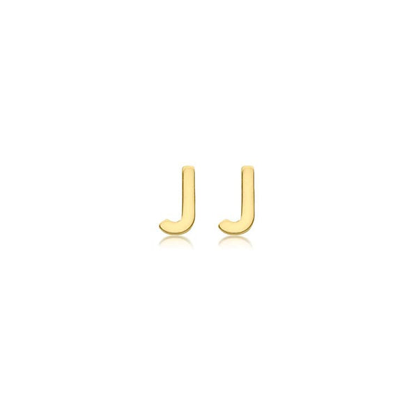 9ct Yellow Gold Mini Initial 'J' Stud Earrings