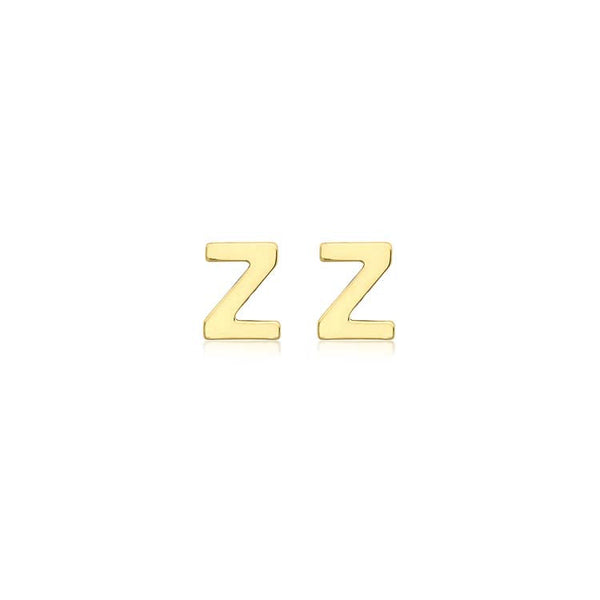 9ct Yellow Gold Mini Initial 'Z' Stud Earrings