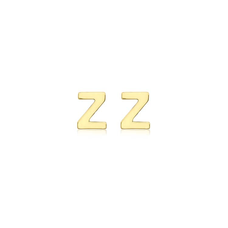 9ct Yellow Gold Mini Initial 'Z' Stud Earrings