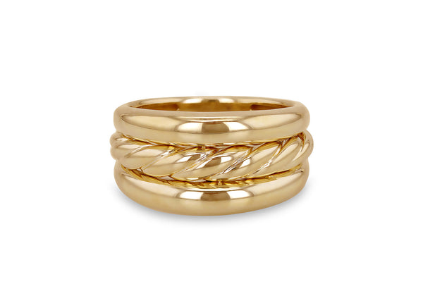 9ct Yellow Gold Wide Rope Ring