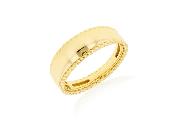 9ct Yellow Gold Wide Rope Edge Ring