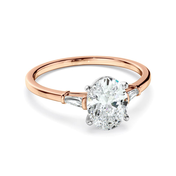 Oval Cut Diamond Engagement Ring With Baguette Sides