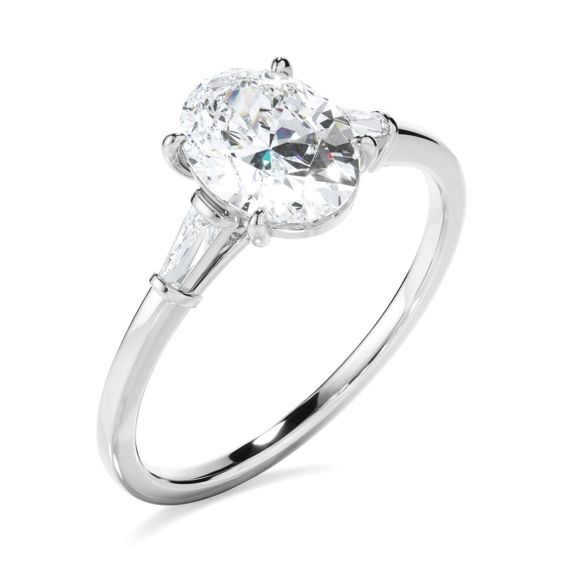 Oval Cut Diamond Engagement Ring With Baguette Sides