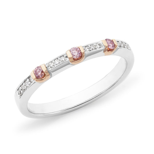 0.17ct White & Pink Diamond Ring in 18ct White & Rose Gold