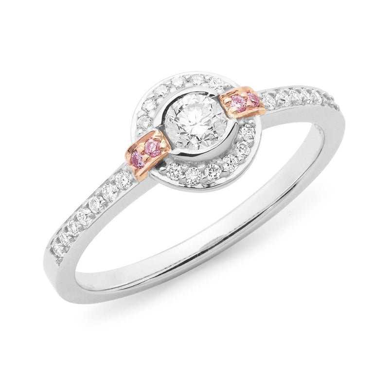 0.36ct White & Pink Diamond Ring in 18ct White & Rose Gold