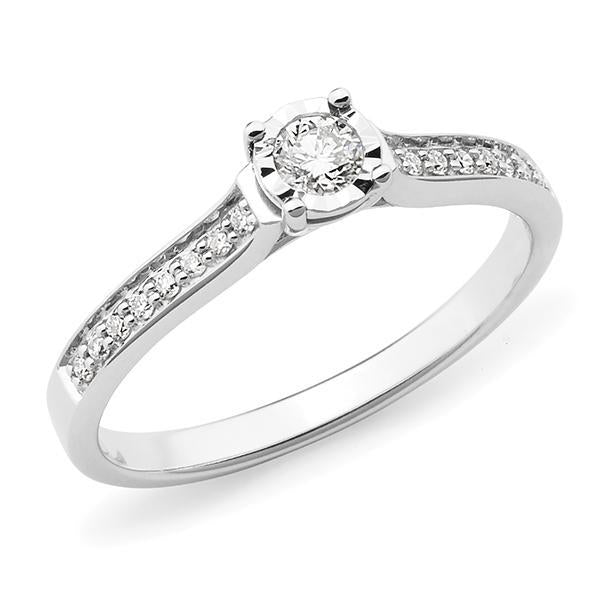 0.20ct Round Brilliant Cut Diamond Engagement Ring in 9ct White Gold