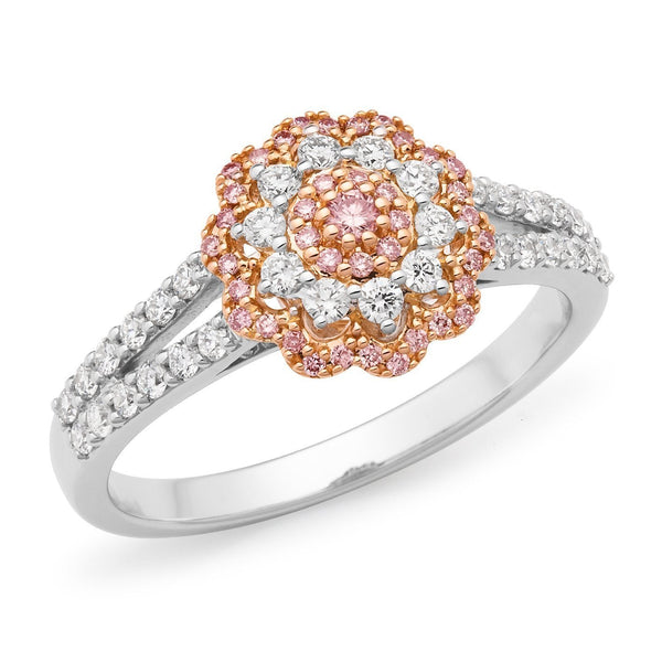 0.50ct White & Pink Diamond Ring in 18ct White & Rose Gold