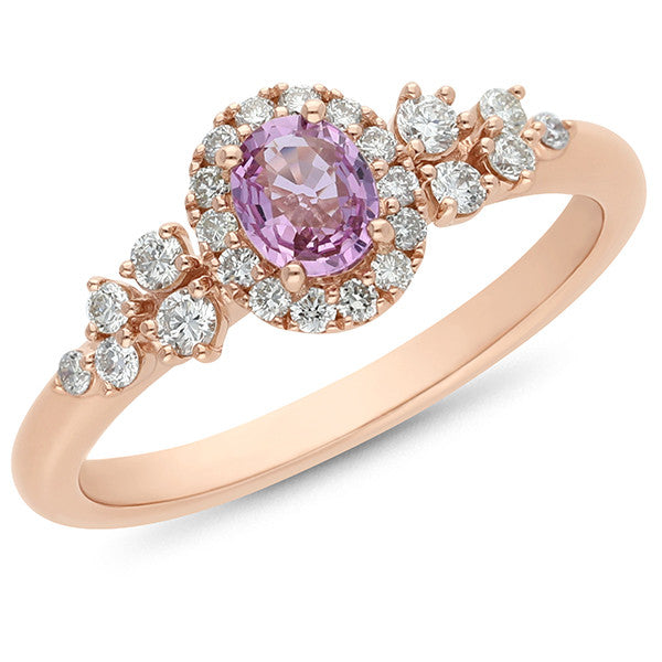 0.39ct Pink Sapphire & 0.31ct Diamond Ring in 9ct Rose Gold