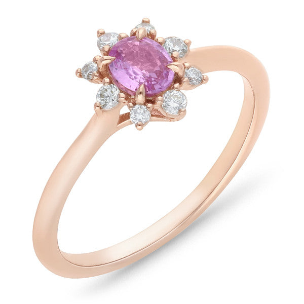 0.39ct Pink Sapphire & 0.14ct Diamond Ring in 9ct Rose Gold