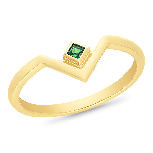 Green Tsavorite Ring in 9ct Yellow Gold