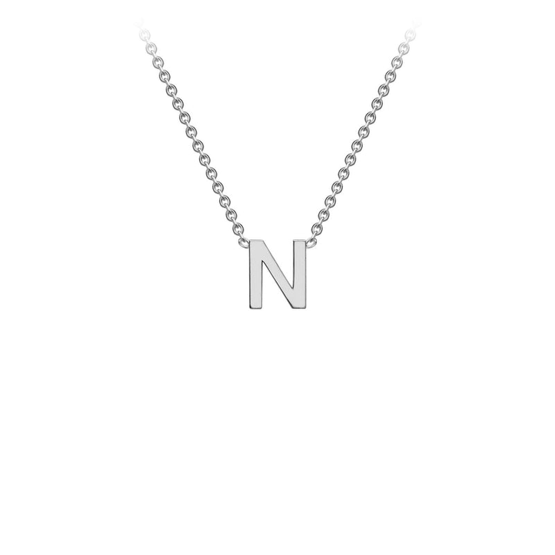 9ct White Gold 'N' Initial Adjustable Letter Necklace 38/43cm