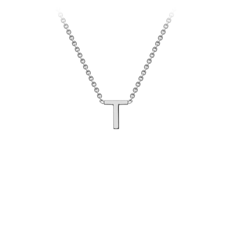 9ct White Gold 'T' Initial Adjustable Letter Necklace 38/43cm