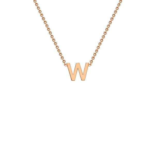 9ct Rose Gold 'W' Initial Adjustable Letter Necklace 38/43cm