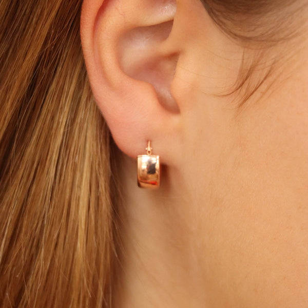 9ct Rose Gold 6mm Band 14mm Creole Earrings