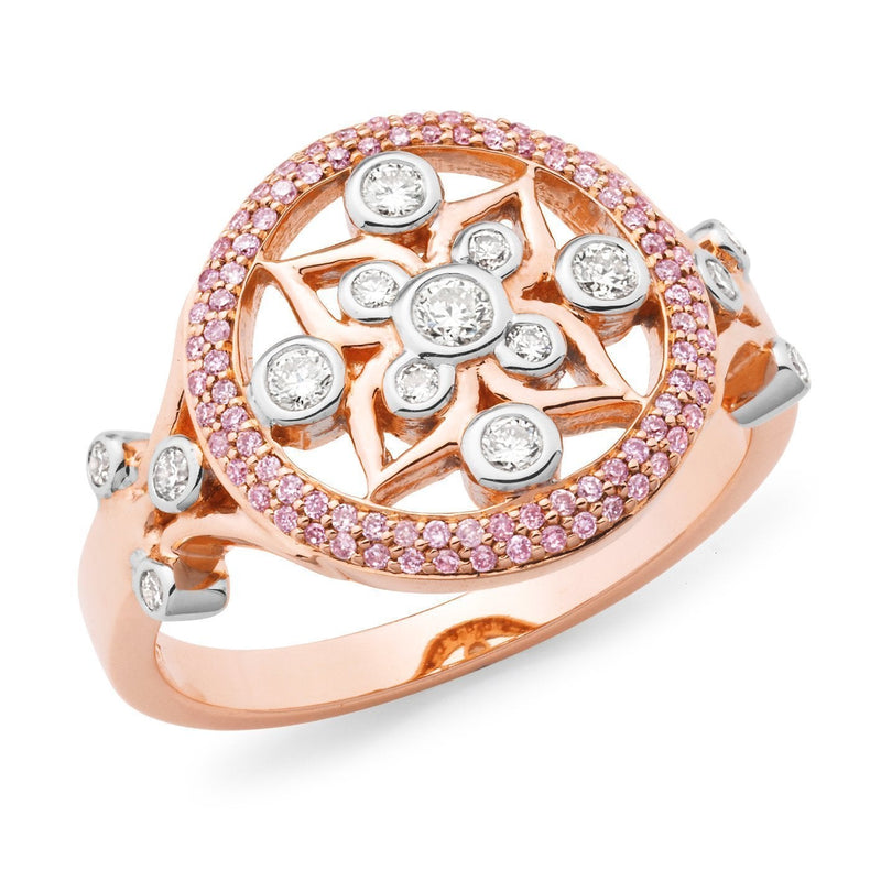 0.47ct White & Pink Diamond Ring in 9ct White & Rose Gold