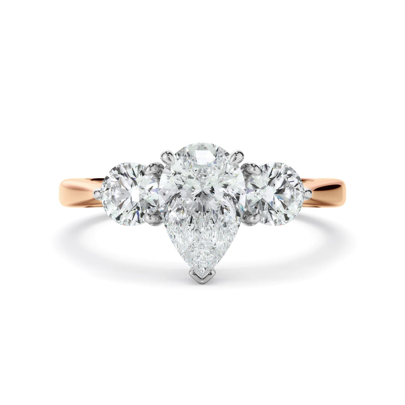 Pear Cut Diamond Trilogy Engagement Ring