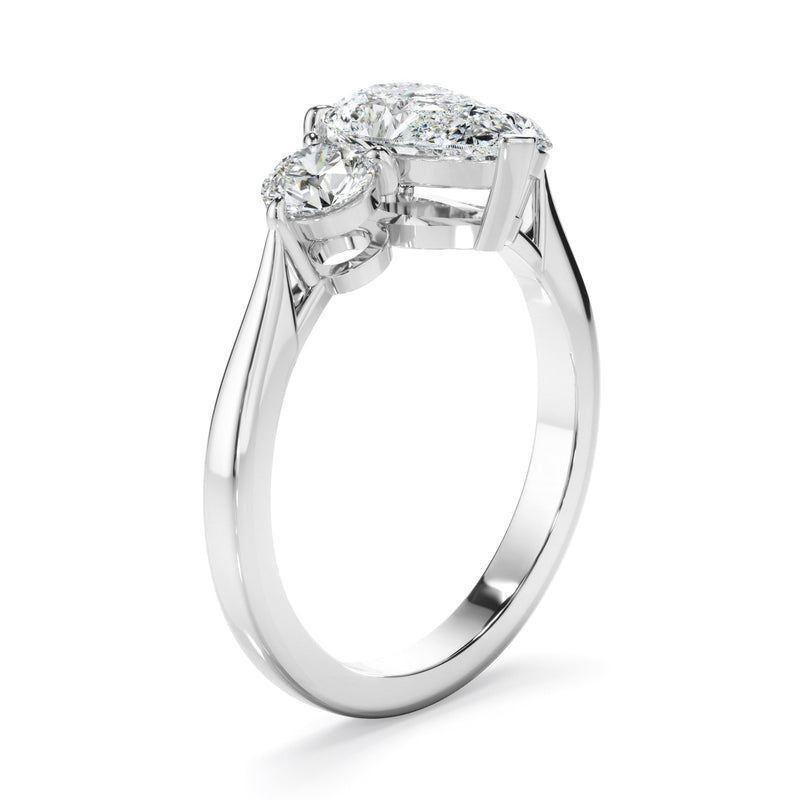 Pear Cut Diamond Trilogy Engagement Ring