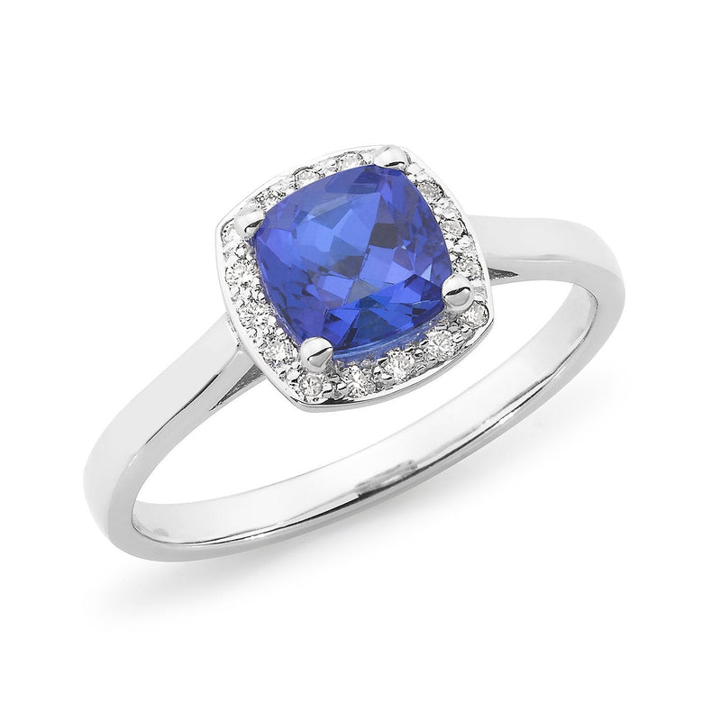 0.97ct Tanzanite & Diamond Ring in 9ct White Gold