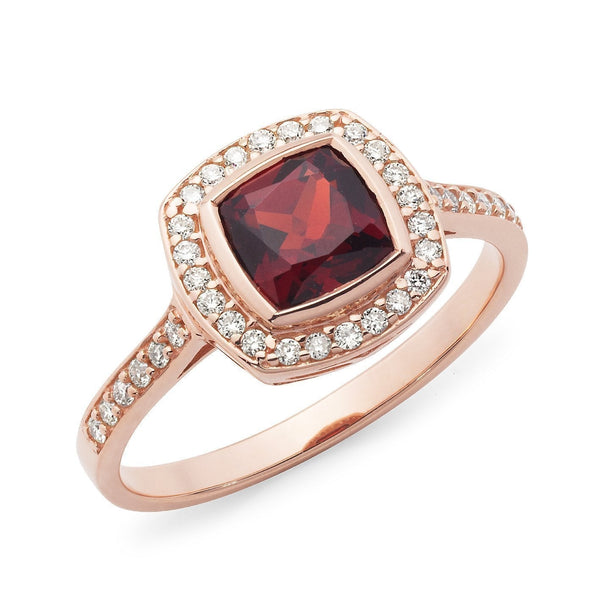 1.15ct Garnet & 0.16ct Diamond Dress Ring in 9ct Rose Gold