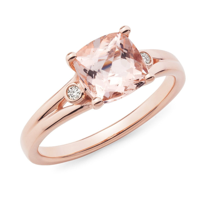 1.13ct Morganite & Diamond Dress Ring in 9ct Rose Gold