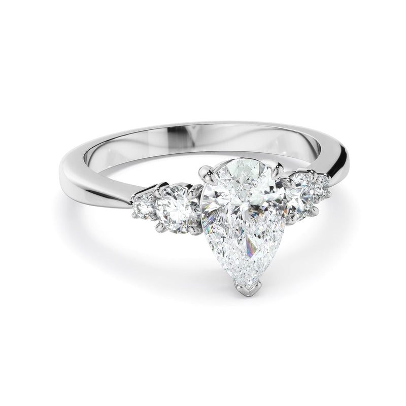 Pear Cut Diamond Five Stone Engagement Ring