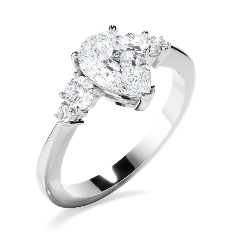 Pear Cut Diamond Five Stone Engagement Ring