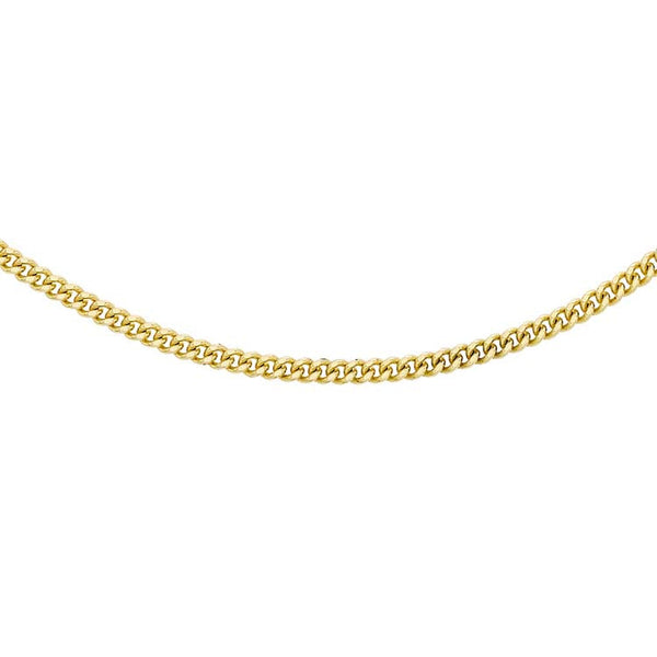 18ct Yellow Gold Solid Diamond Cut Curb Chain 45cm