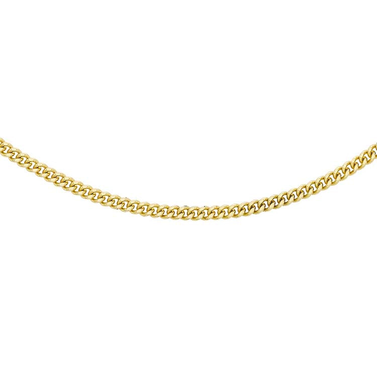 18ct Yellow Gold Solid Diamond Cut Curb Chain 45cm