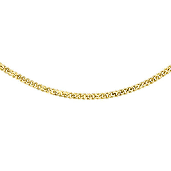 18ct Yellow Gold Solid Diamond Cut Curb Chain 50cm