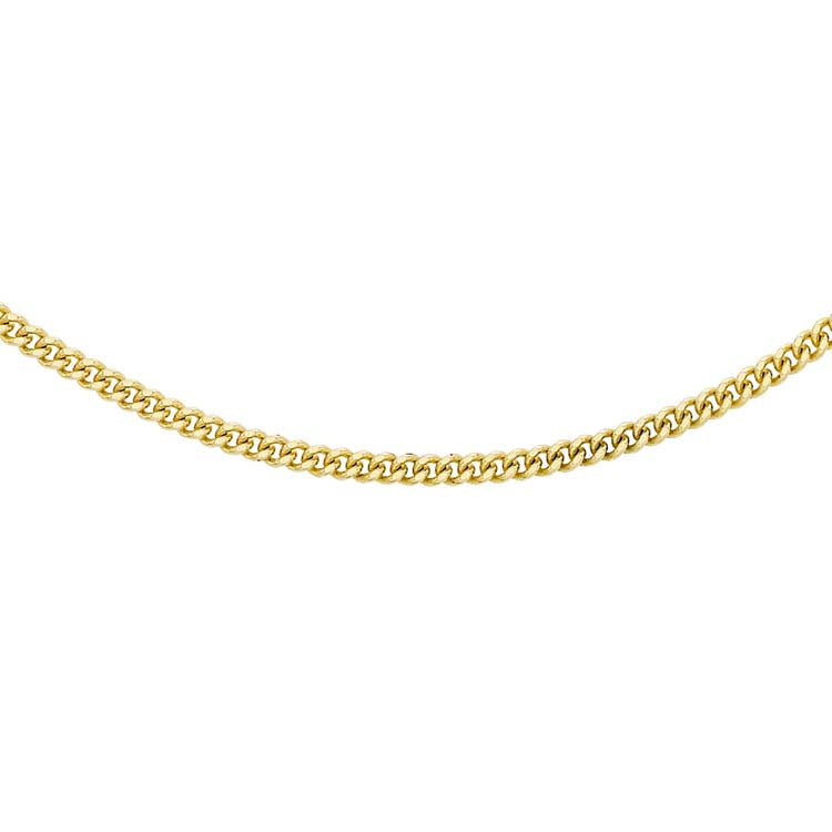 18ct Yellow Gold Solid Diamond Cut Curb Chain 50cm