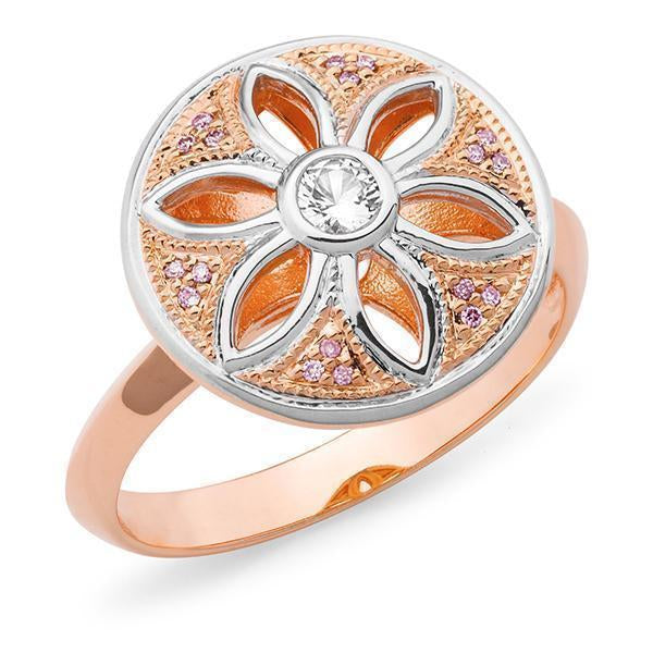 0.19ct White & Pink Diamond Set Ring in 9ct Rose Gold