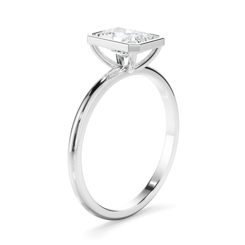 Radiant Cut Diamond Solitaire Bezel Set Engagement Ring