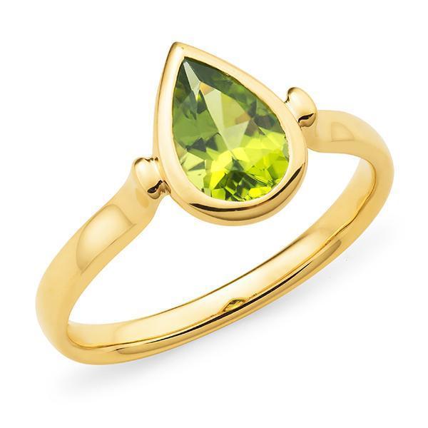 1.3ct Peridot Bezel Set Ring in 9ct Yellow Gold